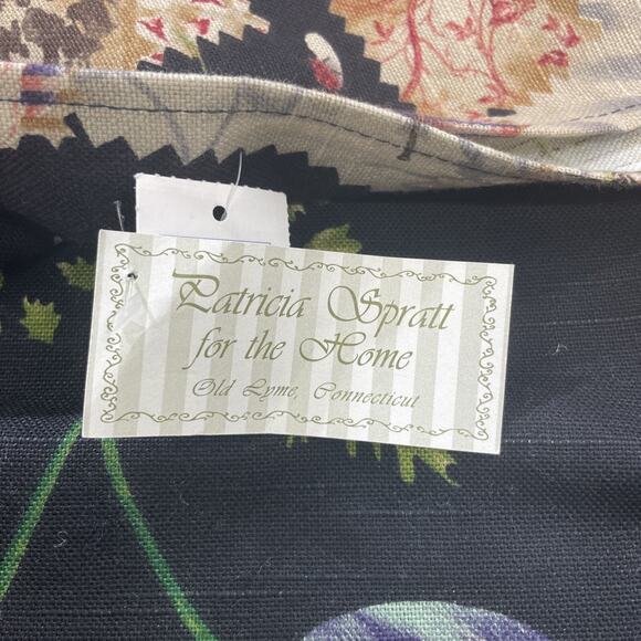 Patricia Spratt Tablecloth Black Multicolor Floral‎ Flowers Home Connecticut NWT - Picture 7 of 12